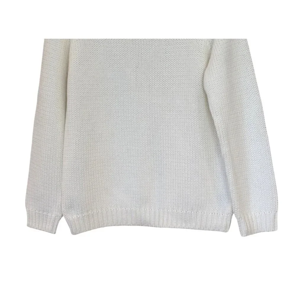 Lauren Ralph Lauren Women's Long Sleeve Sweater White Cotton Size M